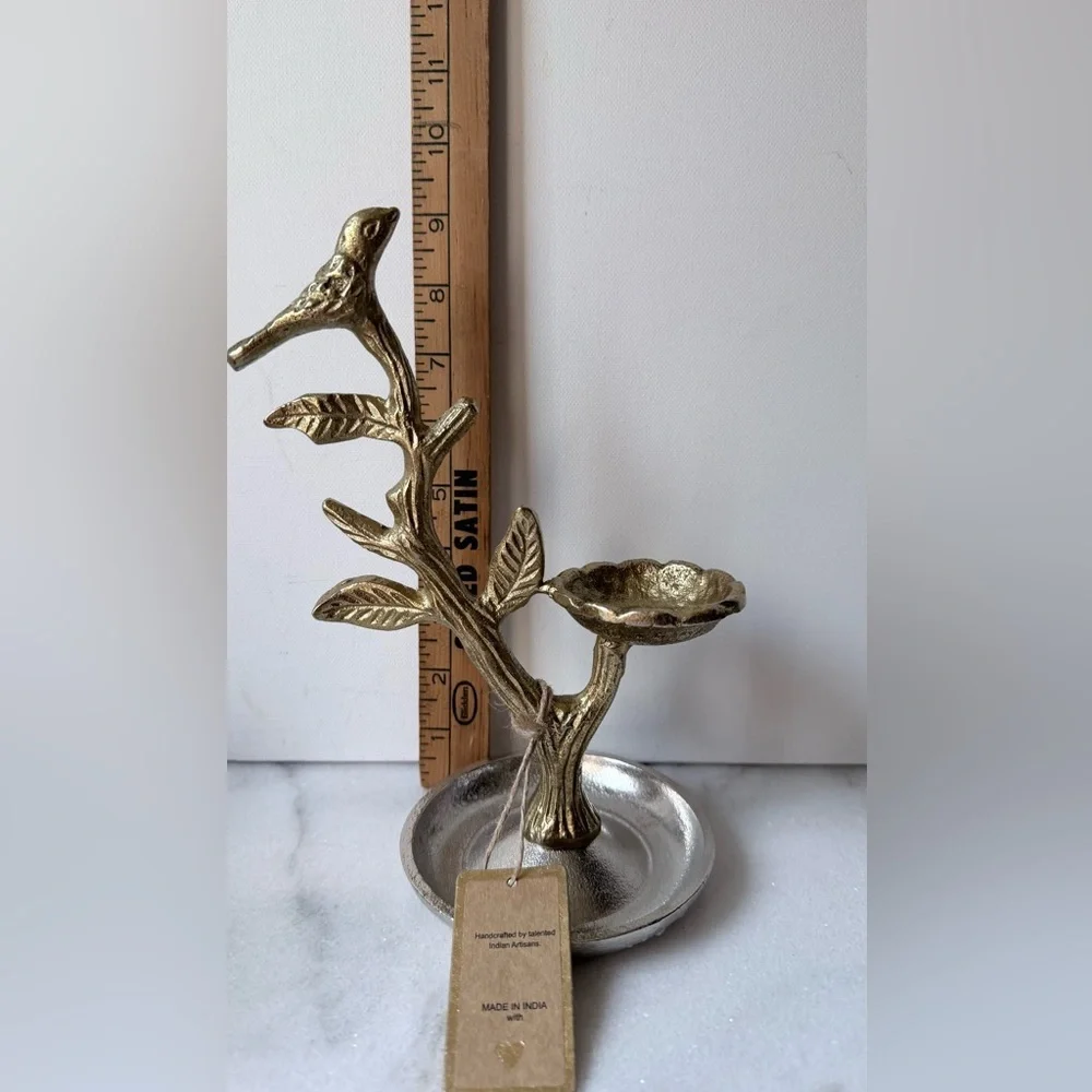Gold and Silver Jewelry tree with bird Holder,organizer